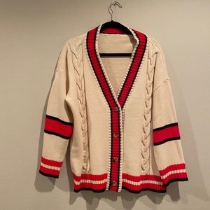 Red & Cream Cable Knit Sweater